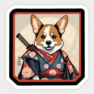 Samurai corgi Sticker